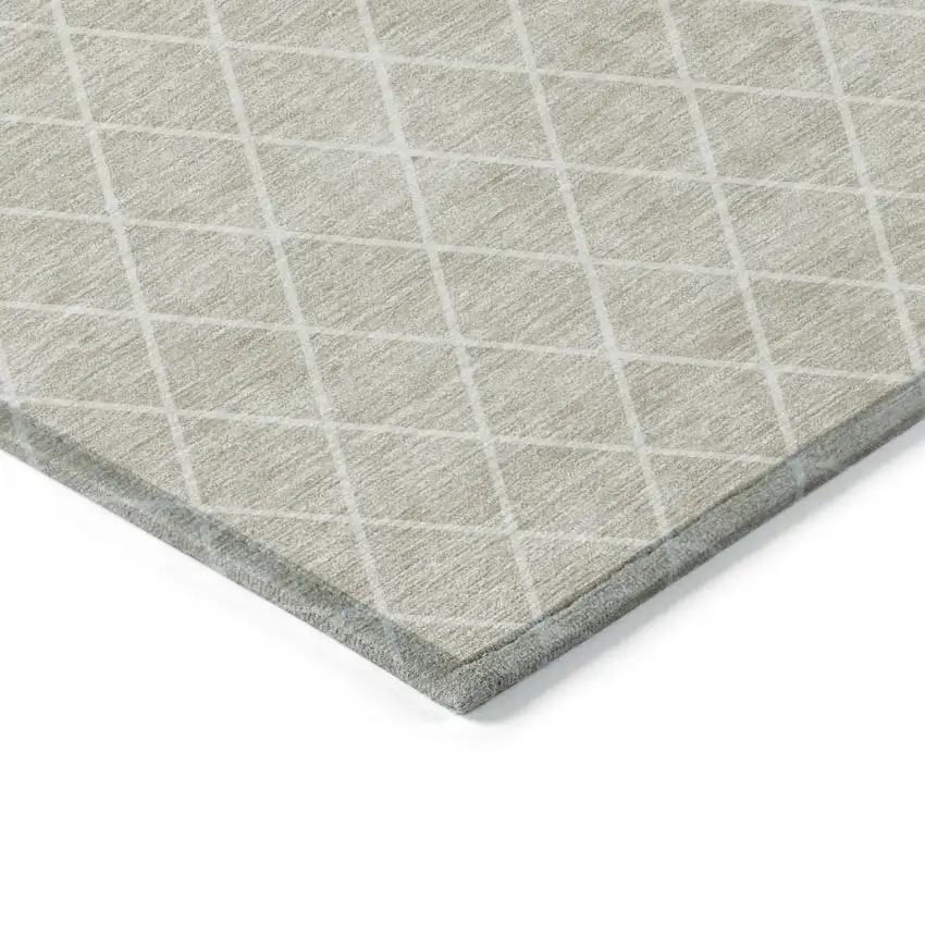Beige And Ivory Geometric Washable Indoor Outdoor Area Rug Photo 4