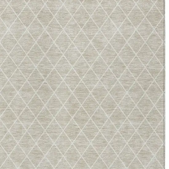 Beige And Ivory Geometric Washable Indoor Outdoor Area Rug Photo 6