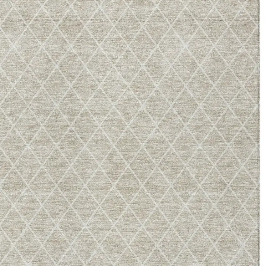 Beige And Ivory Geometric Washable Indoor Outdoor Area Rug Photo 6