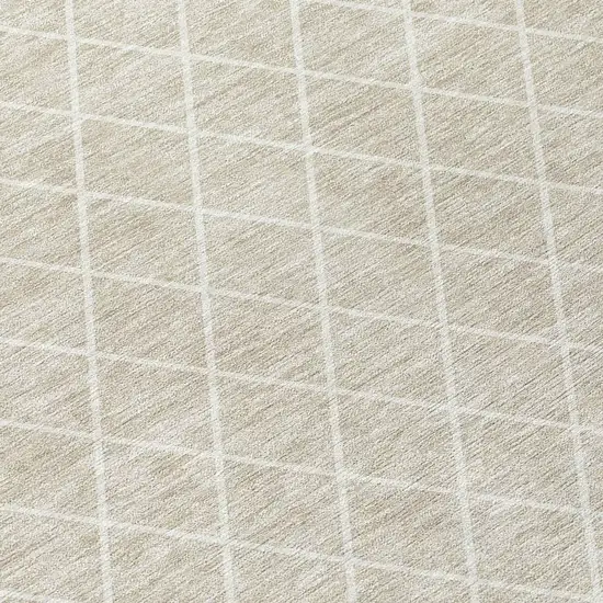 Beige And Ivory Geometric Washable Indoor Outdoor Area Rug Photo 5
