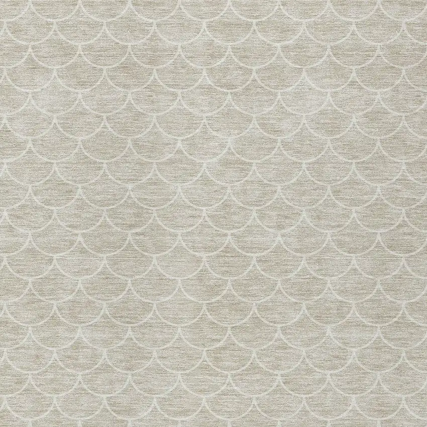 Beige And Ivory Geometric Washable Indoor Outdoor Area Rug Photo 5
