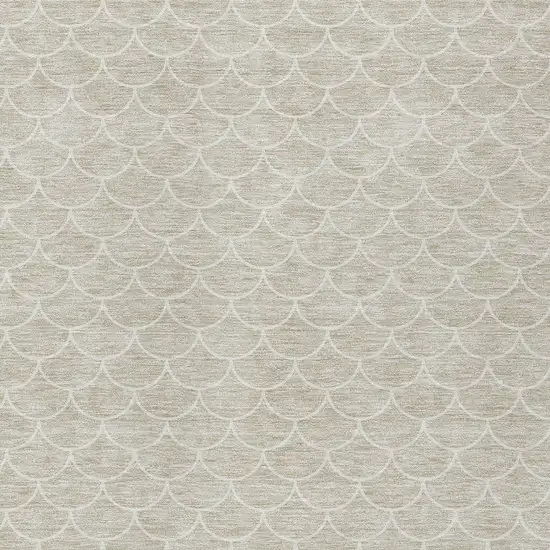 Beige And Ivory Geometric Washable Indoor Outdoor Area Rug Photo 5