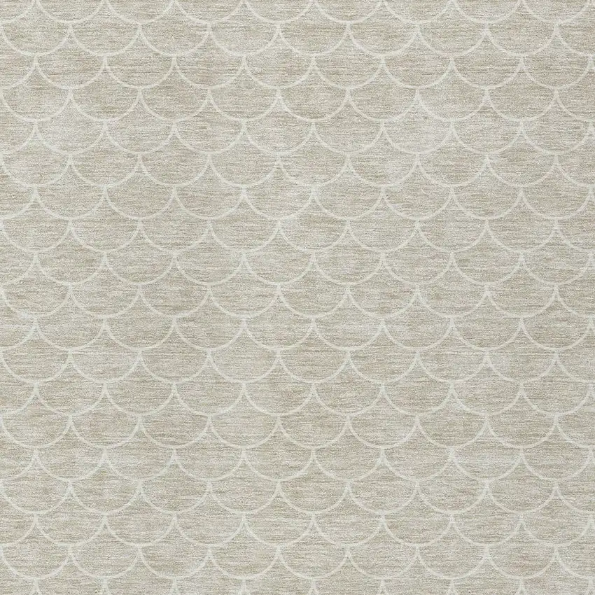 Beige And Ivory Geometric Washable Indoor Outdoor Area Rug Photo 5