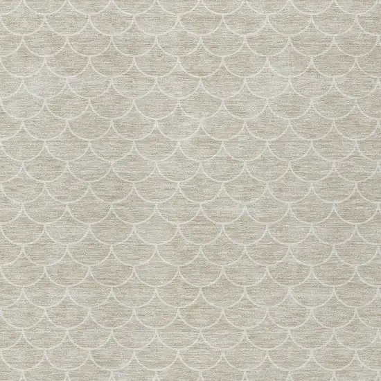 Beige And Ivory Geometric Washable Indoor Outdoor Area Rug Photo 5