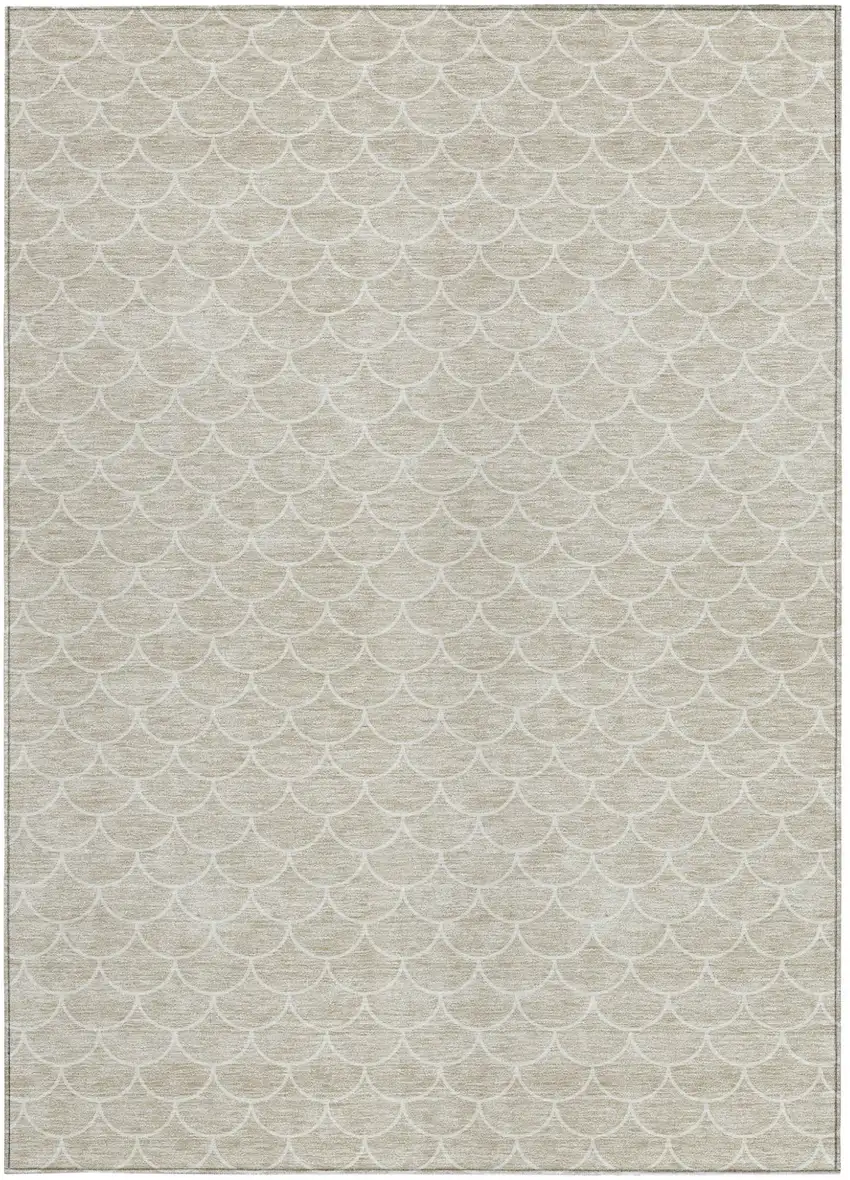 Beige And Ivory Geometric Washable Indoor Outdoor Area Rug Photo 6