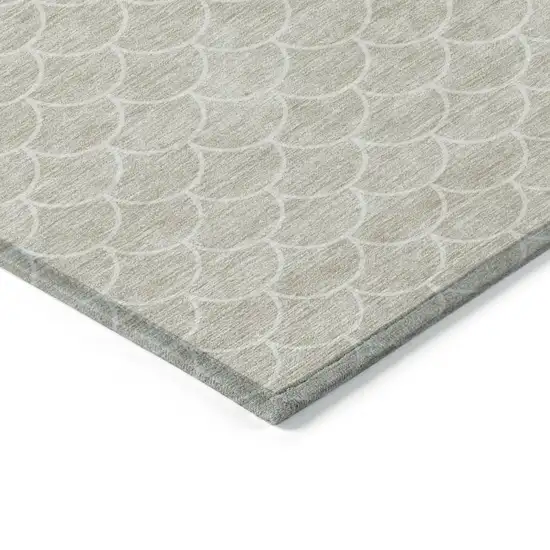 Beige And Ivory Geometric Washable Indoor Outdoor Area Rug Photo 4