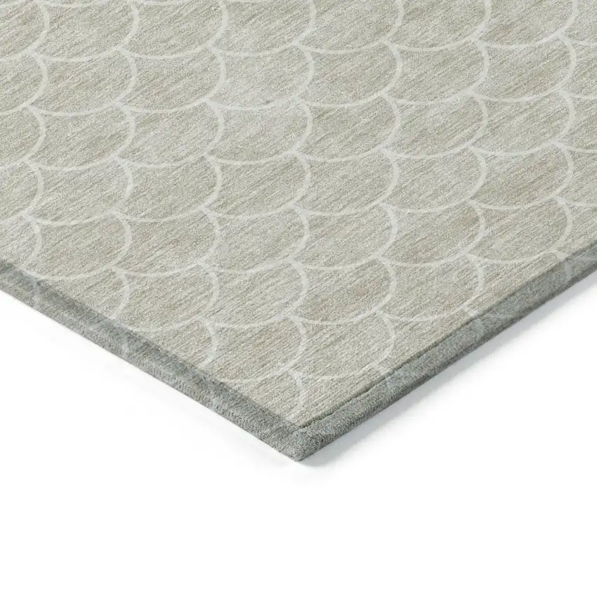 Beige And Ivory Geometric Washable Indoor Outdoor Area Rug Photo 4