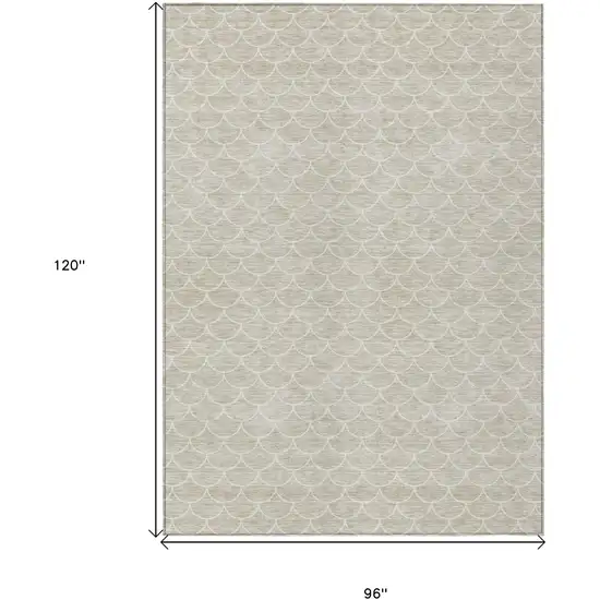 Beige And Ivory Geometric Washable Indoor Outdoor Area Rug Photo 3