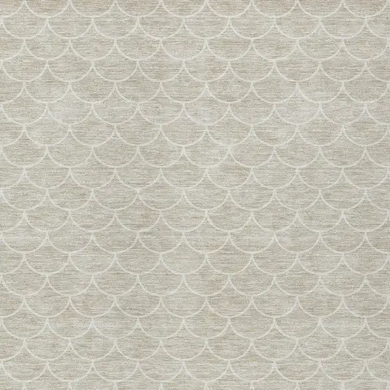 Beige And Ivory Geometric Washable Indoor Outdoor Area Rug Photo 5