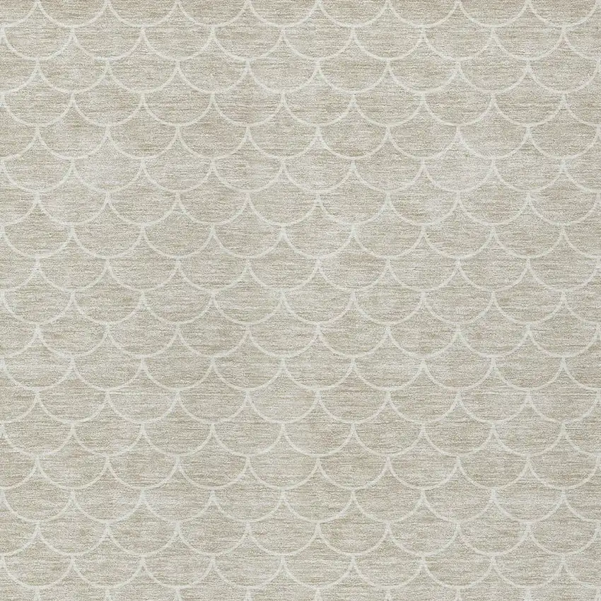 Beige And Ivory Geometric Washable Indoor Outdoor Area Rug Photo 5