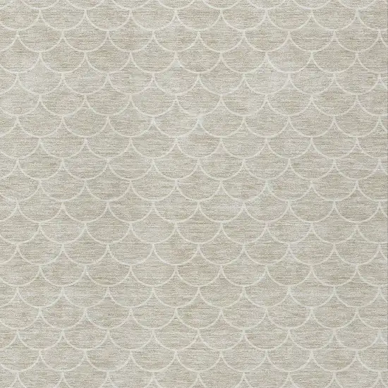 Beige And Ivory Geometric Washable Indoor Outdoor Area Rug Photo 5