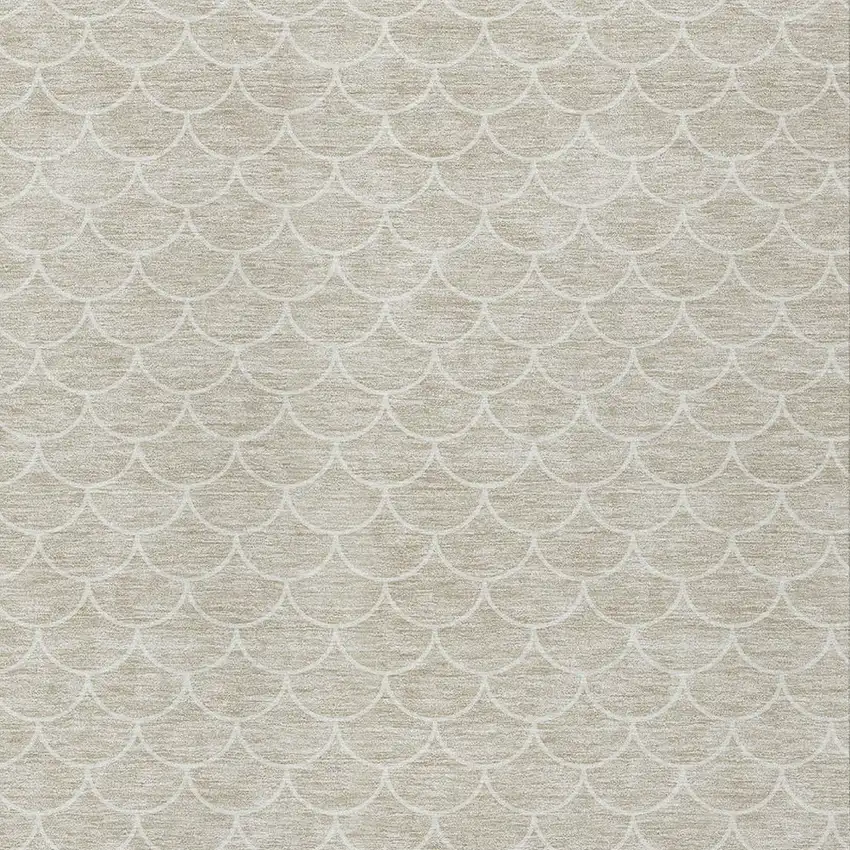 Beige And Ivory Geometric Washable Indoor Outdoor Area Rug Photo 5