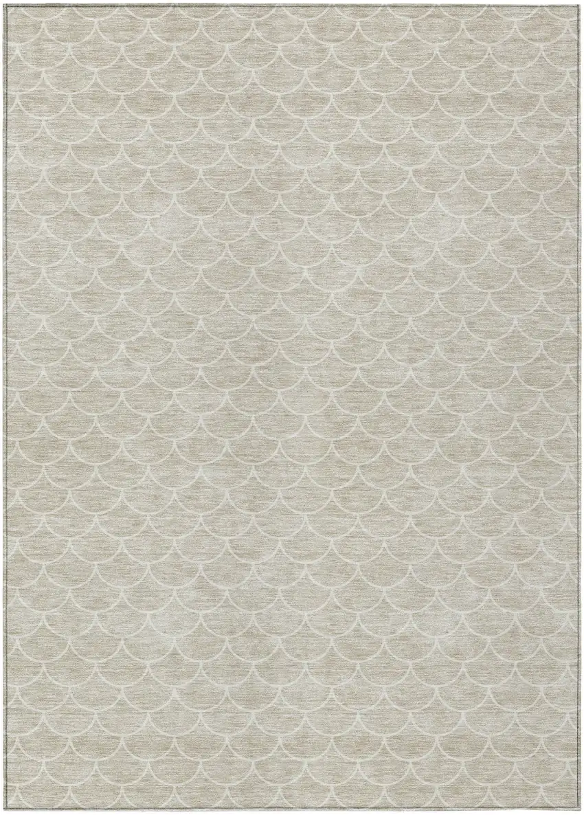 Beige And Ivory Geometric Washable Indoor Outdoor Area Rug Photo 2