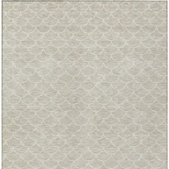Beige And Ivory Geometric Washable Indoor Outdoor Area Rug Photo 6
