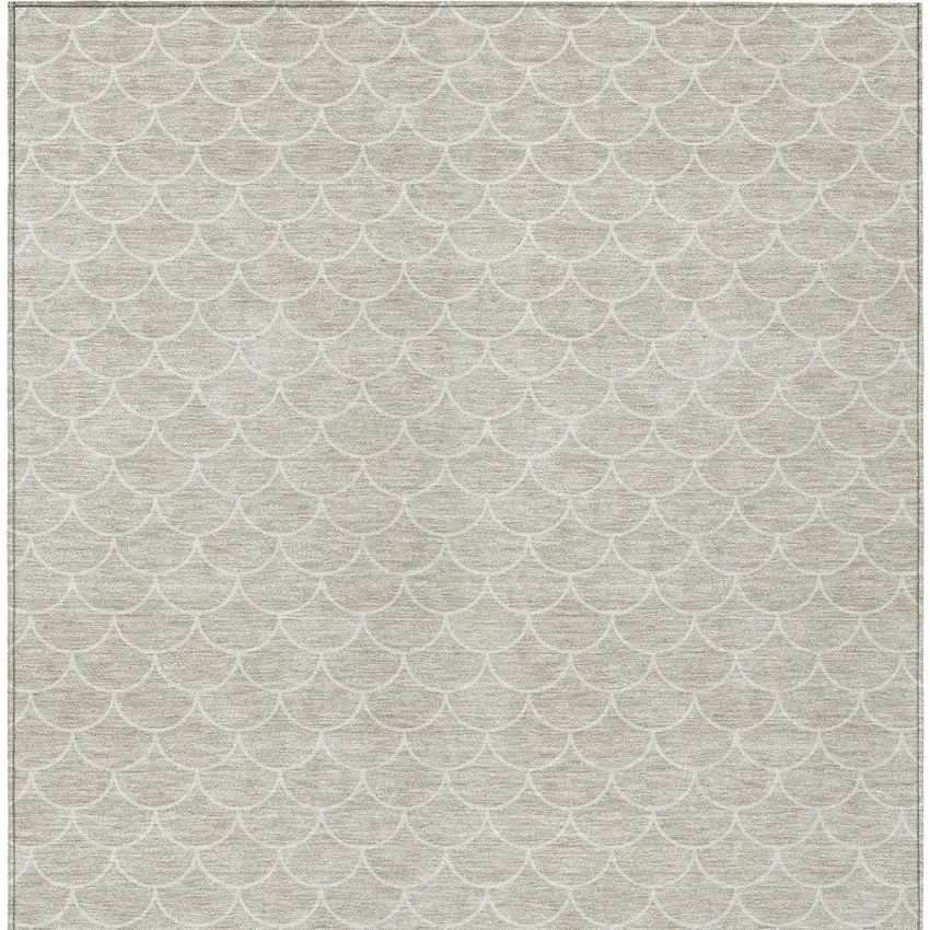 Beige And Ivory Geometric Washable Indoor Outdoor Area Rug Photo 6