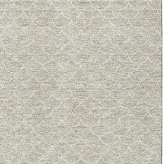 Beige And Ivory Geometric Washable Indoor Outdoor Area Rug Photo 5