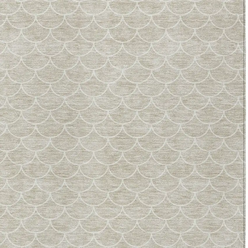 Beige And Ivory Geometric Washable Indoor Outdoor Area Rug Photo 5