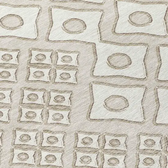 Beige And Ivory Geometric Washable Indoor Outdoor Area Rug Photo 7