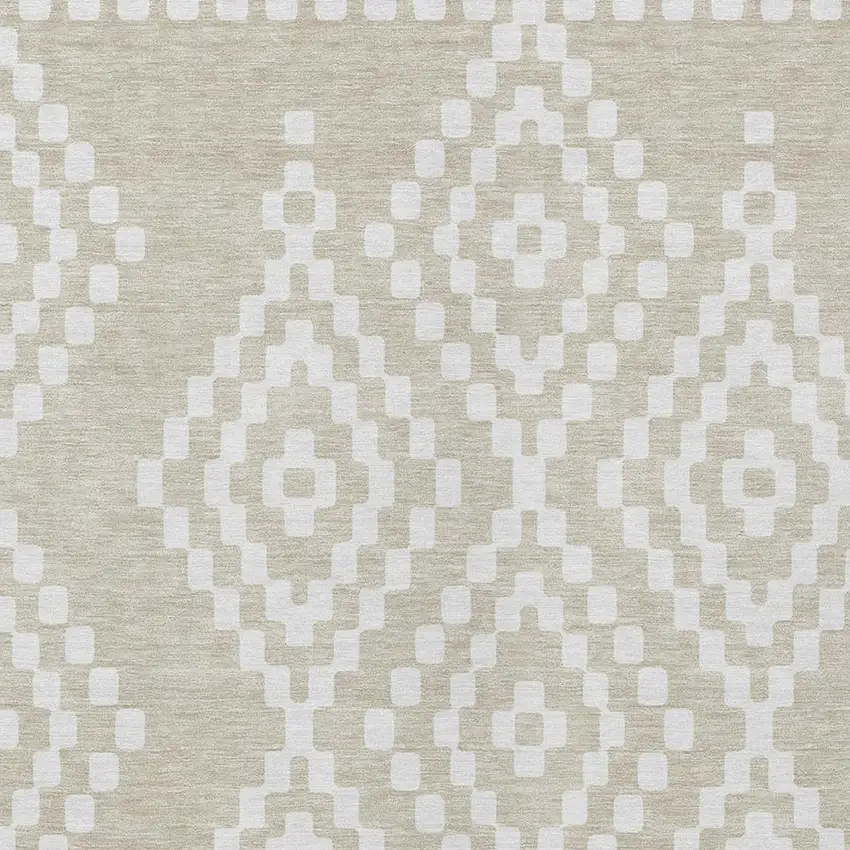 Beige And Ivory Geometric Washable Indoor Outdoor Area Rug Photo 7