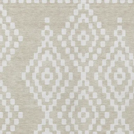 Beige And Ivory Geometric Washable Indoor Outdoor Area Rug Photo 7