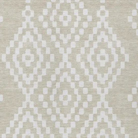 Beige And Ivory Geometric Washable Indoor Outdoor Area Rug Photo 7
