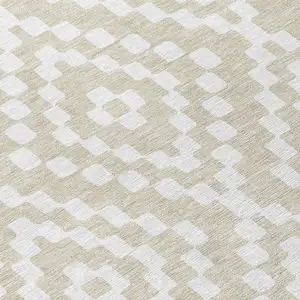 Photo of Beige And Ivory Geometric Washable Indoor Outdoor Area Rug
