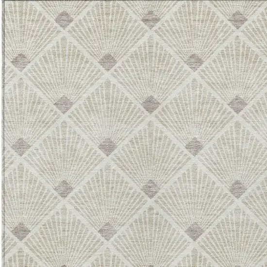 Beige And Ivory Geometric Washable Indoor Outdoor Area Rug Photo 6