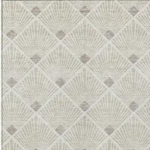 Photo of Beige And Ivory Geometric Washable Indoor Outdoor Area Rug