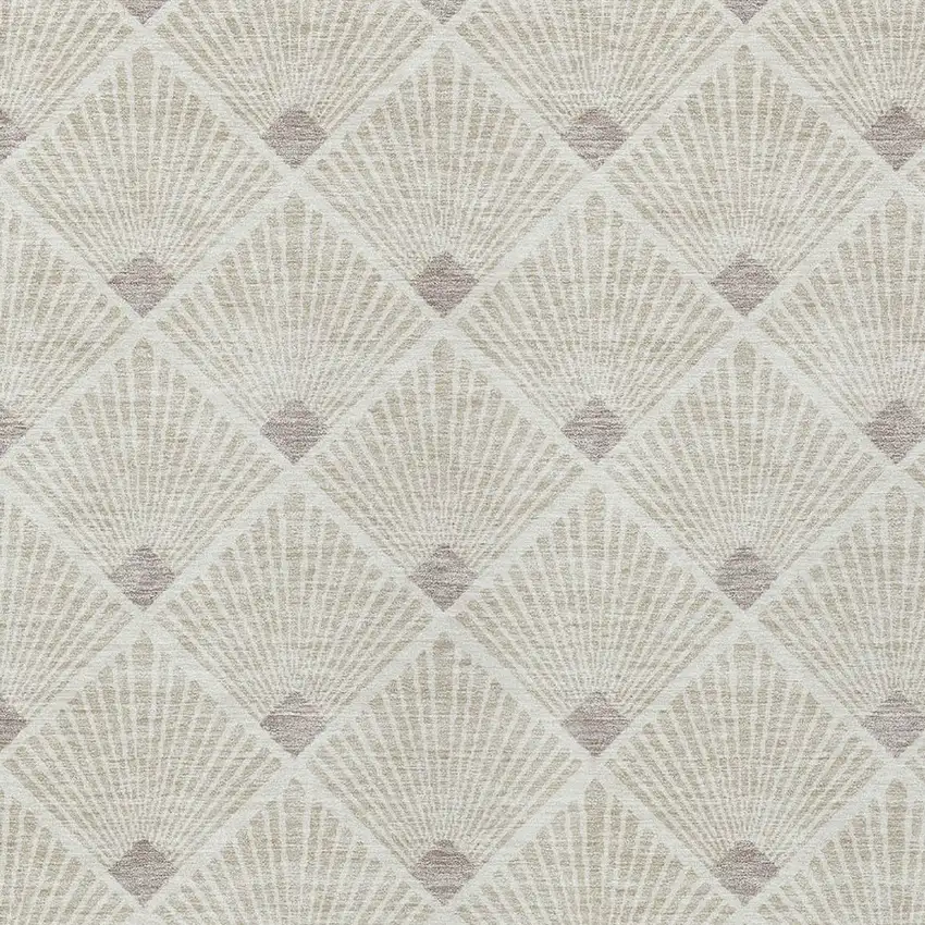 Beige And Ivory Geometric Washable Indoor Outdoor Area Rug Photo 6