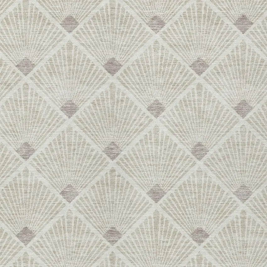 Beige And Ivory Geometric Washable Indoor Outdoor Area Rug Photo 6