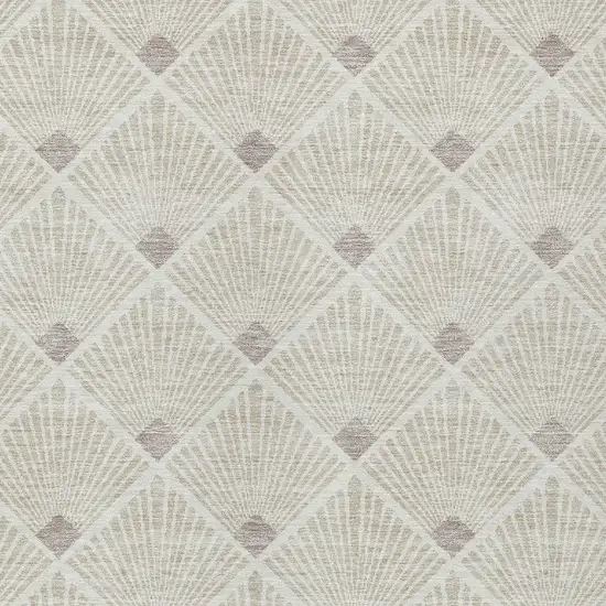 Beige And Ivory Geometric Washable Indoor Outdoor Area Rug Photo 6