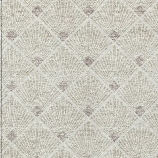 Beige And Ivory Geometric Washable Indoor Outdoor Area Rug Photo 6