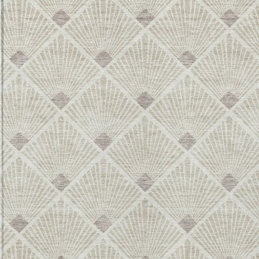 Beige And Ivory Geometric Washable Indoor Outdoor Area Rug Photo 6