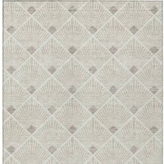 Beige And Ivory Geometric Washable Indoor Outdoor Area Rug Photo 8