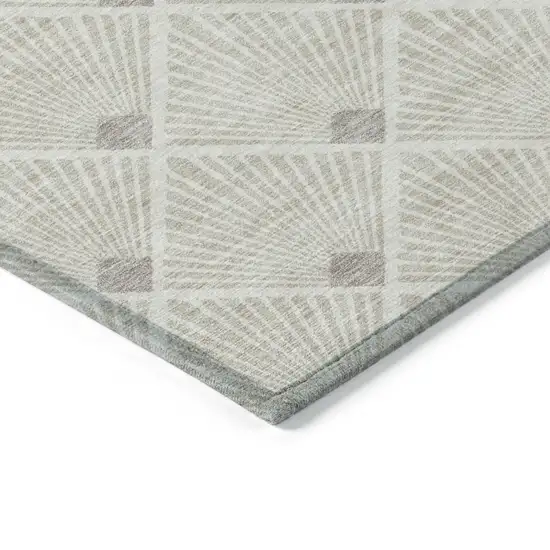 Beige And Ivory Geometric Washable Indoor Outdoor Area Rug Photo 5