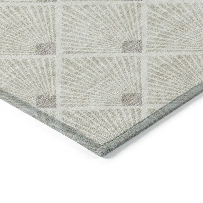 Beige And Ivory Geometric Washable Indoor Outdoor Area Rug Photo 5