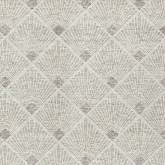 Beige And Ivory Geometric Washable Indoor Outdoor Area Rug Photo 6