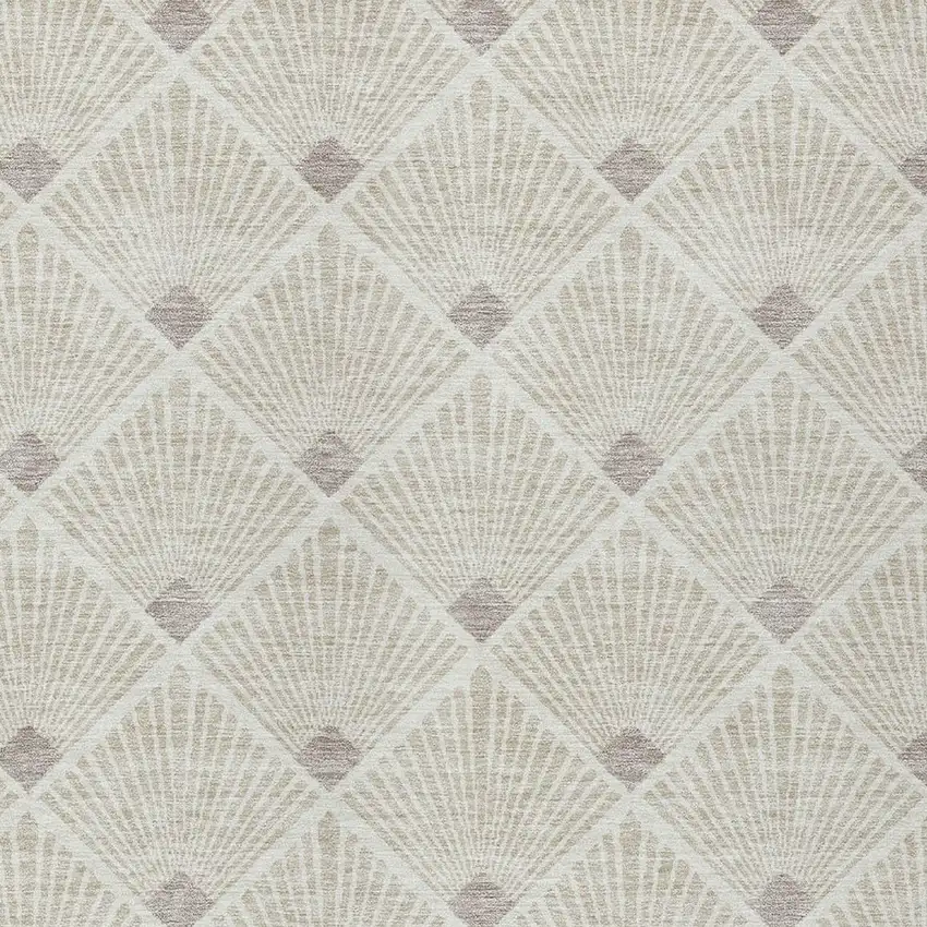 Beige And Ivory Geometric Washable Indoor Outdoor Area Rug Photo 6