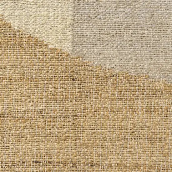 Beige And Ivory Jute Abstract Hand Woven Square Rug Photo 8