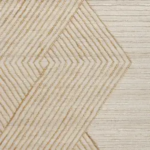 Photo of Beige And Ivory Jute Diamond Hand Woven Square Rug