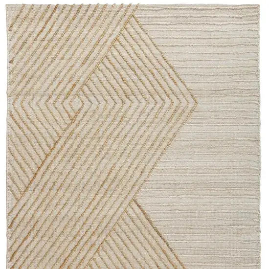 Beige And Ivory Jute Diamond Hand Woven Square Rug Photo 5