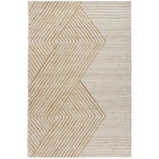 Beige And Ivory Jute Diamond Hand Woven Square Rug Photo 2