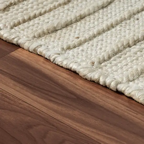 Beige And Ivory Jute Diamond Hand Woven Square Rug Photo 7