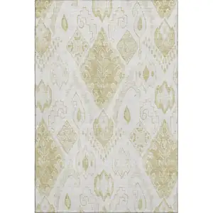 Photo of Beige And Ivory Moroccan Washable Area Rug With UV Protection