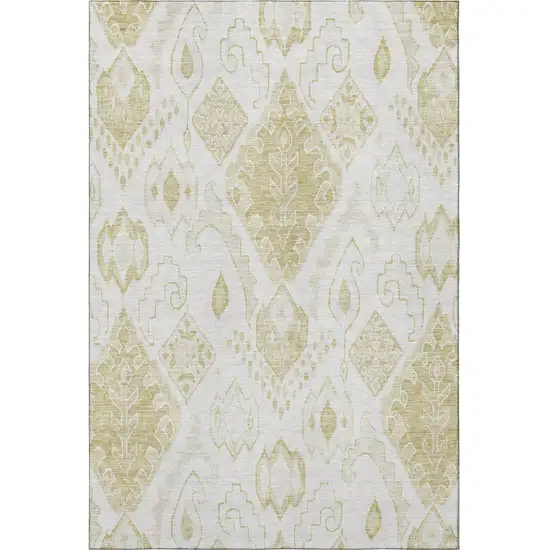 Beige And Ivory Moroccan Washable Area Rug With UV Protection Photo 4