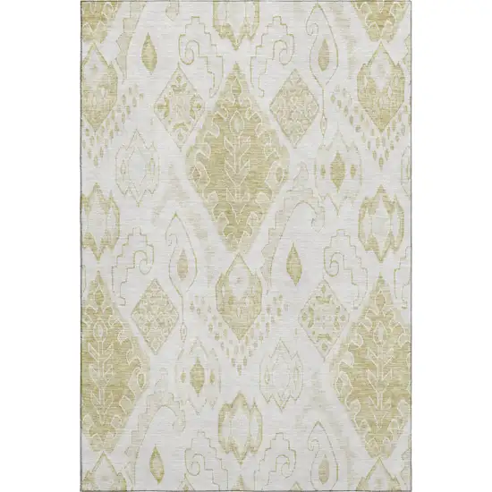 Beige And Ivory Moroccan Washable Area Rug With UV Protection Photo 1