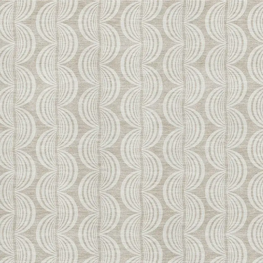 Beige And Ivory Ogee Washable Area Rug With UV Protection Photo 2