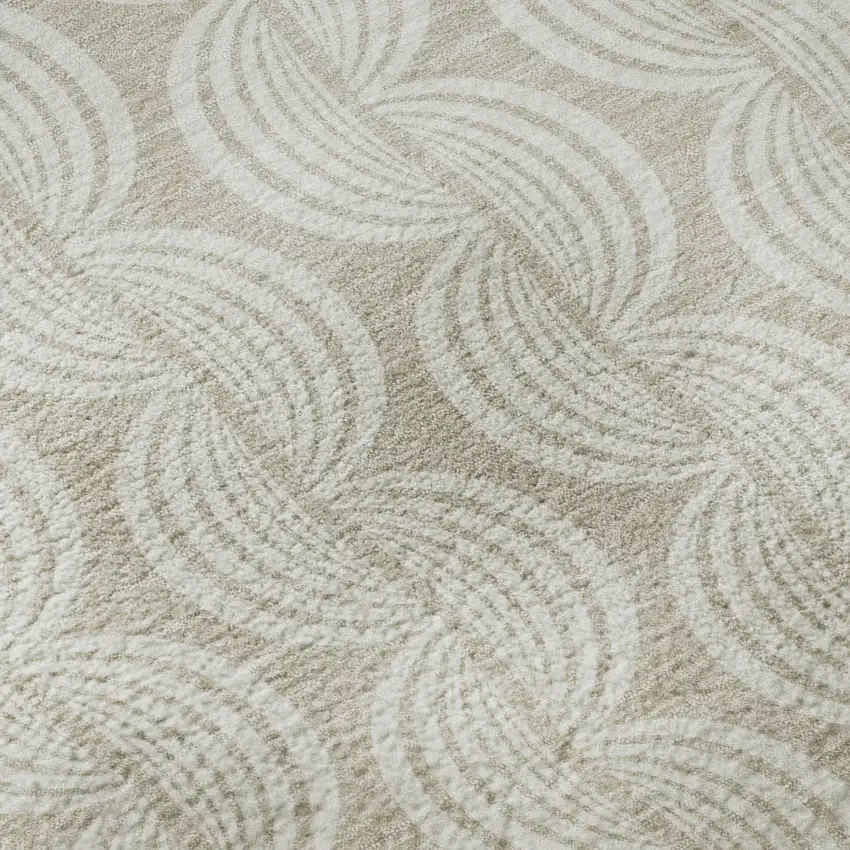 Beige And Ivory Ogee Washable Area Rug With UV Protection Photo 9