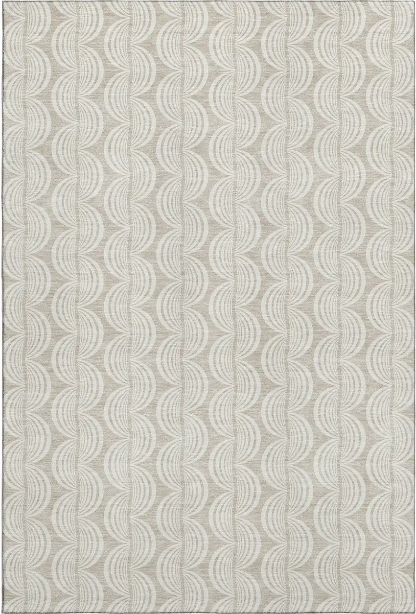 Beige And Ivory Ogee Washable Area Rug With UV Protection Photo 1