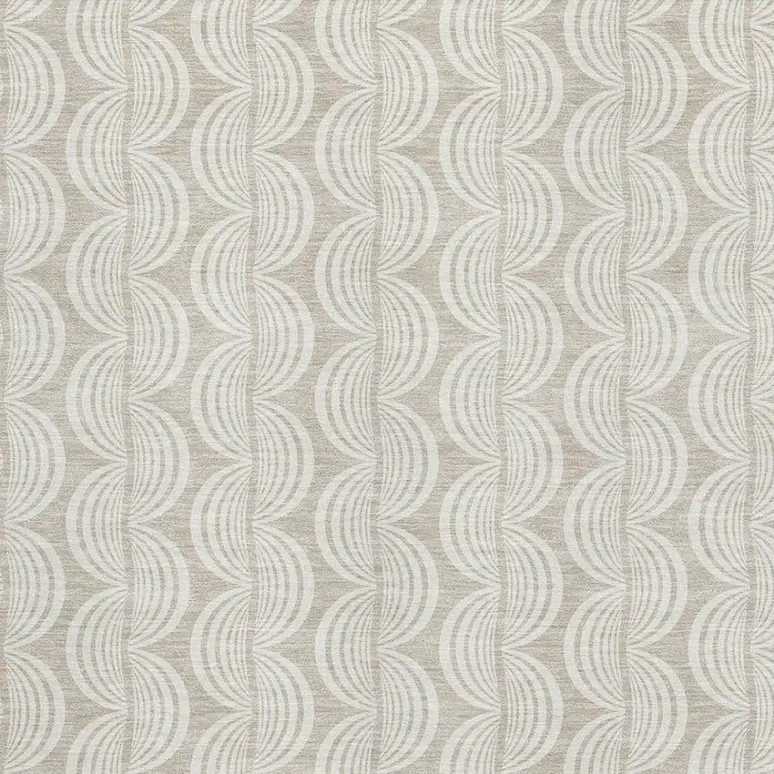 Beige And Ivory Ogee Washable Area Rug With UV Protection Photo 2